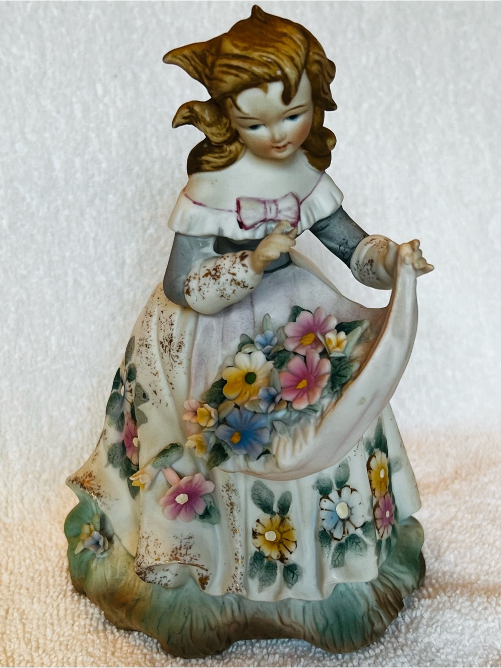 Lefton - Porcelain Floral Girl Figurine in Multicolor